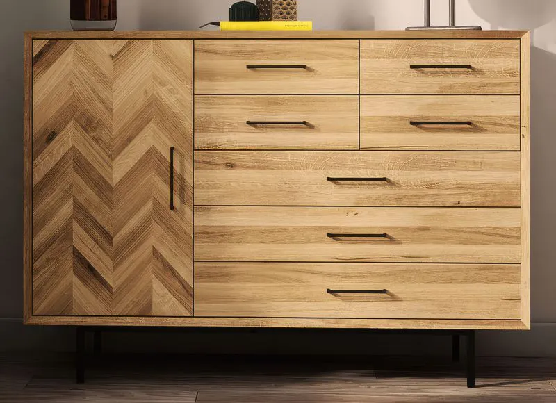 Commode Kumeu 49 en chêne sauvage massif huilé | 95 x 144 x 45 cm | Design haut de gamme