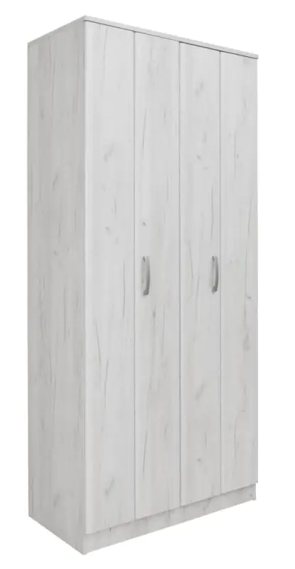 Armoire à portes battantes / armoire Muros 02, couleur : blanc chêne - 222 x 100 x 52 cm (H x L x P)