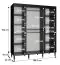 Armoire à portes coulissantes avec 10 compartiments Jotunheimen 200, couleur : noir - Dimensions : 208 x 180,5 x 62 cm (H x L x P)