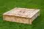 Bac à sable Arenero carré en bois de pin avec couverture de banc - Dimensions : 120 x 120 cm (L x l)