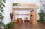 Lit mezzanine / Lit d'enfant Dominik en bois massif de hêtre naturel avec sommier à lattes - 90 x 200 cm