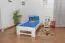 Lit d'enfant / lit de jeunesse en hêtre massif, verni blanc 111, sommier à lattes inclus - Dimensions 90 x 200 cm