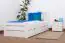 Lit enfant / lit junior "Easy Premium Line" K8 avec 2 tiroirs et 1 panneau de recouvrement, 90 x 200 cm hêtre massif laqué blanc