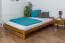Lit futon / lit en bois massif pin massif, couleur chêne A9, incl. sommier à lattes - dimension 140 x 200 cm