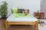 lit d'enfant / lit de jeunesse en bois de pin massif couleur chêne A5, avec sommier à lattes - Dimensions 120 x 200 cm