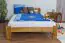 lit d'enfant / lit de jeunesse en bois de pin massif couleur chêne A5, avec sommier à lattes - Dimensions 120 x 200 cm