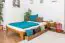 Lit d'enfant / lit de jeunesse en bois de pin massif, couleur chêne A8, sommier à lattes inclus - Dimensions : 140 x 200 cm