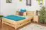 Lit simple / lit d'appoint en bois de pin massif, naturel A24, sommier à lattes inclus - Dimensions 140 x 200 cm 