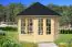 Abri de jardin Heiterberg avec plancher - Maison en madriers de 40 mm, Surface au sol : 8,9 m², Toit en toile
