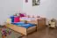 Lit enfant / lit junior "Easy Premium Line" K1/h Voll incl. 2ème couchette et 2 panneaux de recouvrement, 90 x 200 cm bois de hêtre massif nature