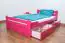 Lit simple / lit d'appoint "Easy Premium Line" K4 avec 2 tiroirs et 1 panneau de recouvrement, 120 x 200 cm hêtre massif rose
