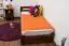 Lit simple / lit d'appoint en pin massif, couleur noyer A7, avec sommier à lattes - Dimensions : 90 x 200 cm