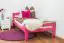Lit simple "Easy Premium Line" K1/2n, en hêtre massif, laqué rose - couchette : 90 x 190 cm