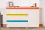 Chambre d'enfant - Commode Peter 03, couleur : blanc pin / orange / jaune / turquoise - Dimensions : 84 x 126 x 44 cm (h x l x p)