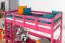 Lit mezzanine 90 x 200 cm pour enfants, "Easy Premium Line" K22/n, bois de hêtre massif laqué rose, convertible