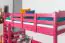 Lit mezzanine 90 x 200 cm pour enfants, "Easy Premium Line" K22/n, bois de hêtre massif laqué rose, convertible