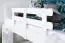 Grand lit mezzanine blanc avec toboggan 140 x 190 cm, en hêtre massif laqué blanc, convertible en lit simple, "Easy Premium Line" K31/n