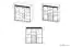 Vitrine Tempe 07, couleur : noyer / blanc brillant, insert frontal : blanc - Dimensions : 133 x 135 x 41 cm (H x L x P), avec 3 portes, 3 tiroirs et 8 compartiments