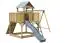 Tour de jeux S1B avec toboggan ondulé, balançoire double, balcon, bac à sable et rampe - Dimensions : 400 x 450 cm (l x p)