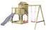 Tour de jeux S4B avec toboggan ondulé, balançoire double, balcon, bac à sable, mur d'escalade et échelle en bois - Dimensions : 450 x 330 cm (l x p)