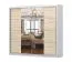 Armoire à portes coulissantes / Penderie de 2,3 mètres de large avec miroir Chêne / Blanc / Gorski 70 / 218 x 233 x 61 cm / 3 portes / 12 compartiments / Poignées : Métal