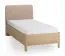 Lit simple / Couleur : Chêne / Écru / Chêne massif / Appuie-tête rembourré doux / 90 x 200 cm / Lit d'invité / Sommier à lattes inclus / Forme arrondie discrète