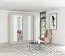 Armoire à portes coulissantes de 2 mètres de large / Penderie avec miroir / gris-blanc / chêne / Gorski 34 / 218 x 203 x 61 cm / 2 portes / 6 compartiments / moderne