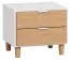 Table de chevet Arbolita 42 | Blanc & Chêne | LED, 2 tiroirs, 40 x 45 x 40 cm