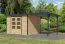 Abri de jardin avec toit rapporté naturel/anthracite - toit à une pente résistant aux intempéries, porte à deux battants avec serrure, assemblage métallique durable 7,21 m².