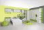 Chambre d'enfant - Armoire à porte battante / Armoire Luis 17, couleur : chêne blanc / vert - 218 x 40 x 52 cm (H x L x P)