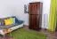 Étroite Armoire | 2 portes battantes | 1 tiroir | 4 casiers | avec tringle à vêtements | 80 cm de large | Bois massif | Couleur: Noisette Abbildung