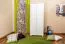 Étroite Armoire | 2 portes battantes | 1 casier | avec tringle à vêtements | 80 cm de large | Bois massif | Couleur: Blanc Abbildung