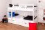 90 x 200 cm Lit superposé avec espace de rangement / 2 tiroirs pour adolescents Bois massif: Hêtre | Laqué Blanc | convertible en 2 lits simples | Qualité premium | Incl. Sommier à lattes déroulable Abbildung