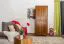 Étroite Armoire | 2 portes battantes | 4 casiers | avec tringle à vêtements | 80 cm de large | Bois massif | Couleur: Chêne Abbildung