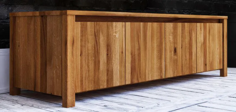 Meuble TV en chêne sauvage massif huilé | Design exclusif | 43 x 150 x 45 cm | Wooden Nature Premium Tasman 20