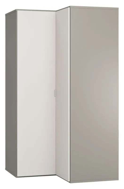 Armoire à portes battantes / armoire d'angle Bellaco 18, couleur : gris / blanc - Dimensions : 187 x 102 x 104 cm (H x L x P)