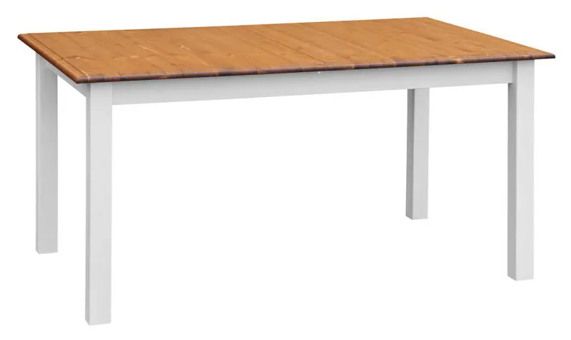 Table de salle à manger à ralonge Gyronde 22, pin massif, Couleur : Blanc / Chêne - Dimensions : 150-197 x 93 cm (l x p)