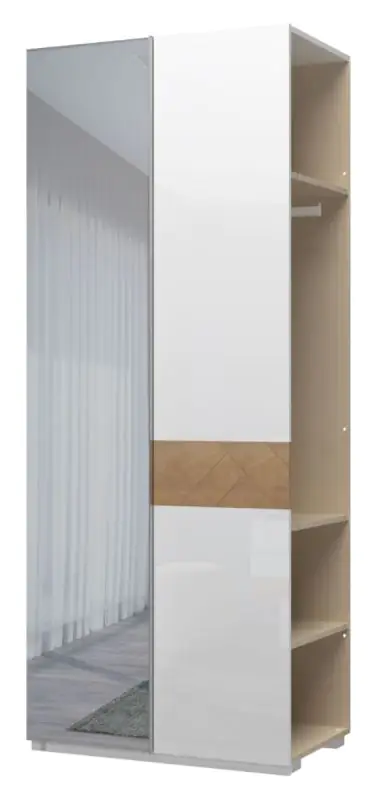 Module d'extension pour armoire à portes battantes / Penderie à deux portes  Faleasiu, Couleur : Blanc / Noyer 