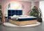 Lit une place élégant en velours bleu Pilio 50 | 140 x 200 cm | Rangement intégré | Finition chêne Golden Craft