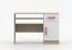 Bureau enfant Smolikas 74 | 75 x 110 x 50 cm | 3 niches | 1 tiroir | 1 porte | Blanc & chêne Sonoma | poignées bois roses