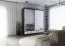 Armoire à portes coulissantes avec miroir | Blanc / Noir | Lusatian 20 | 218 x 203 x 61 cm | 3 tiroirs | 12 compartiments | Grand espace
