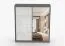 Armoire à portes coulissantes / Penderie avec miroir Blanc / Gris / Gorski 31 / 218 x 203 x 61 cm / 2 portes / 6 compartiments / Beaucoup d'espace de rangement / Bicolore