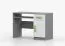 Bureau enfant 110 cm large | 75 x 110 x 50 cm | 1 tiroir, 3 niches, 1 porte | Poignées bois vertes | Blanc / Gris | Smolikas 84