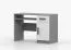 Bureau de 1,1 mètre de large / Smolikas 88 / Blanc / Gris / Poignées en bois / 1 porte / 1 tiroir / 3 compartiments / 75 x 110 x 50 cm