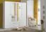 Armoire neutre avec deux tiroirs Kovin 03, Couleur : Blanc, deux portes miroir, une tringle à vêtements, dimensions : 205 x 160 x 52 cm, pour chambre à coucher