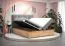 Lit boxspring Pilio 52, design unique | Velours noir & chêne Golden Craft | 160 x 200 cm | Matelas Bonell H3 | 2 espaces de rangement