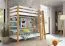 Lit superposé Amaja 02, lit d'enfant en blanc / chêne naturel, bois de pin massif, surface de couchage : 80 x 190 cm, lit superposé, sommier à lattes inclus