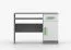 Bureau enfant 110 cm large | 75 x 110 x 50 cm | 1 tiroir, 3 niches, 1 porte | Poignées bois vertes | Blanc / Gris | Smolikas 84