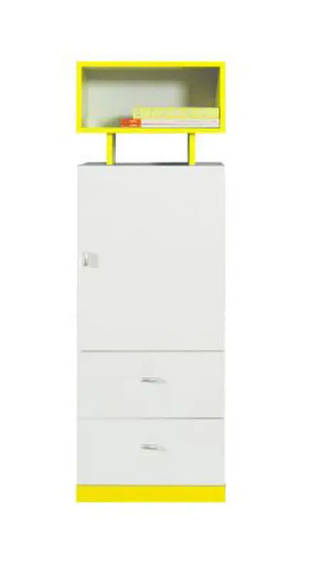 Chambre d'adolescents - Armoire "Geel" 29, blanc / jaune - Dimensions : 135 x 45 x 40 cm (H x L x P)