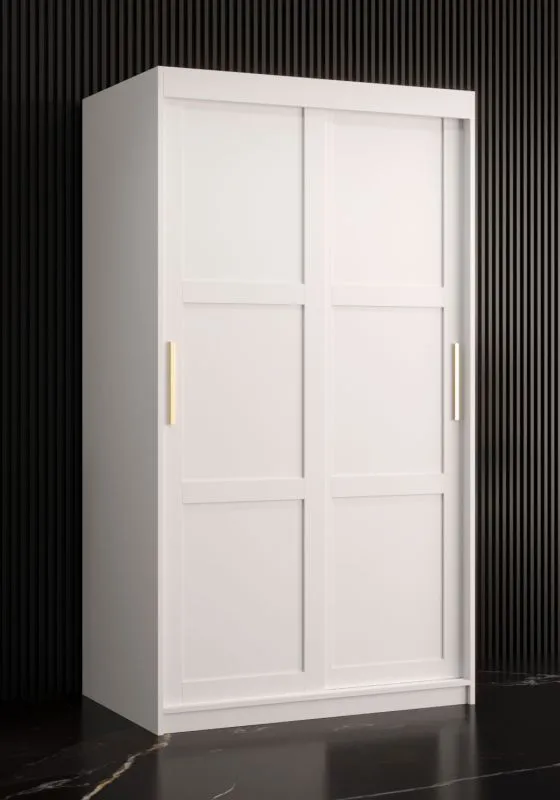 Armoire simple avec grand espace de rangement Liskamm 01, Couleur : Blanc mat - Dimensions : 200 x 100 x 62 cm (h x l x p), avec deux portes